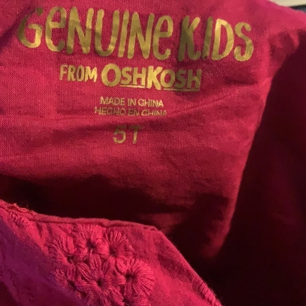 Oshkosh Embroidered Tunic Boho magenta pink top 5T girls shirt